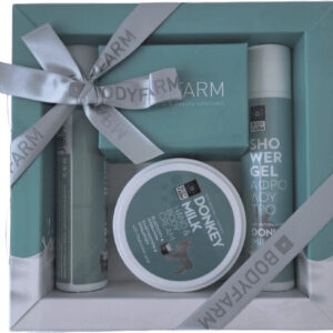 Dovanų rinkinys Donkey Milk su kremu, dušo želė ir hidro šampūnu